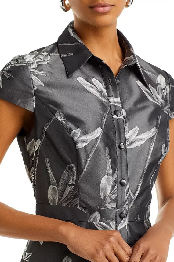 Cocktail Dresses Short Cocktail Floral Midi Length Dress Grey Multi