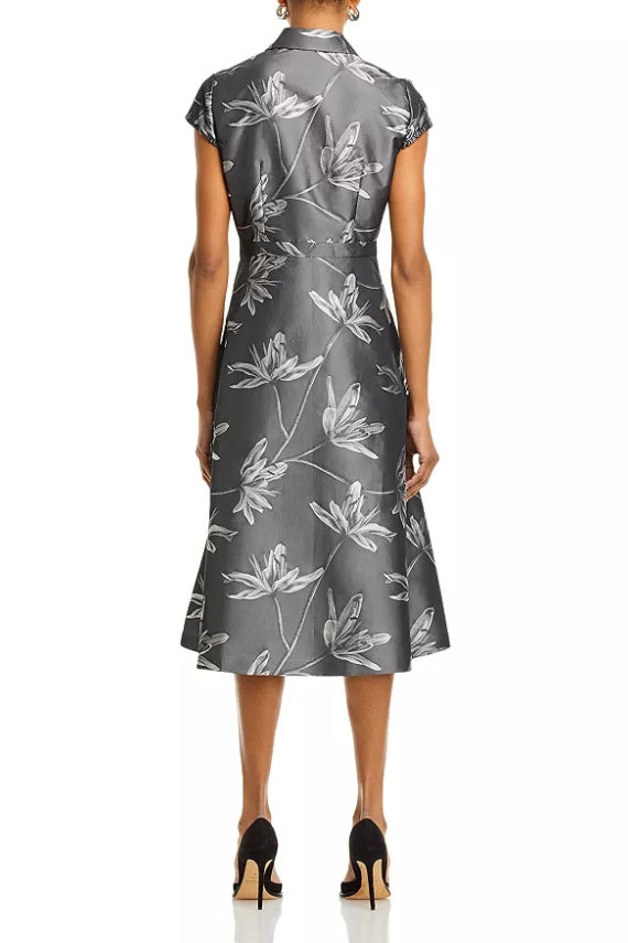Cocktail Dresses Short Cocktail Floral Midi Length Dress Grey Multi