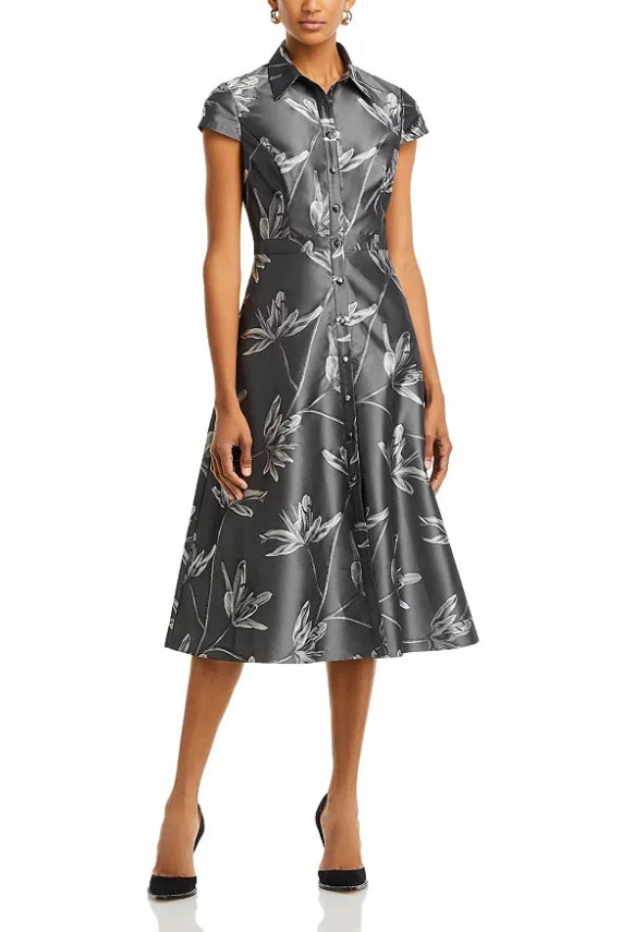 Cocktail Dresses Short Cocktail Floral Midi Length Dress Grey Multi