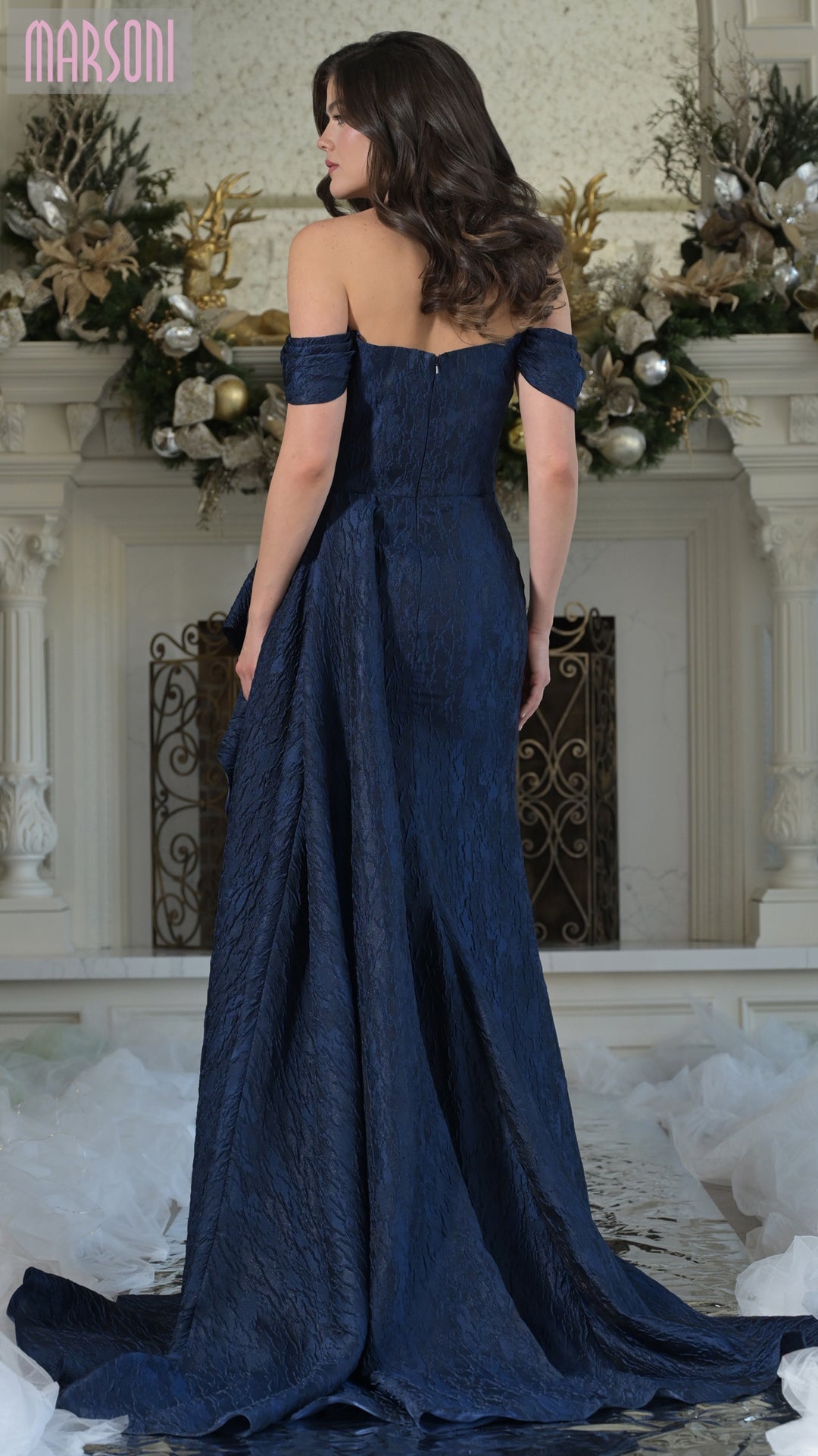 Prom Dresses Long Formal Ruffle Evening Prom Dress Navy
