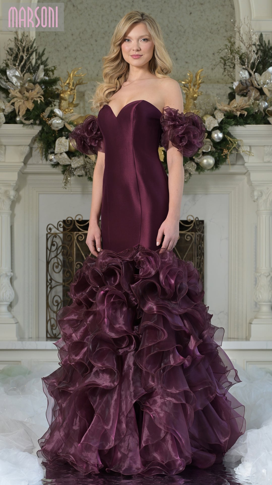 Prom Dresses Long Ruffle Formal Evening Prom Dress Wine