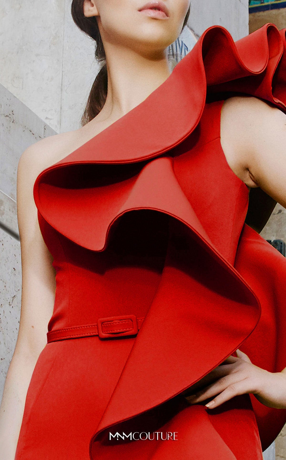 Formal Dresses Pleated Long Mermaid Ruffled Evening Formal Dress Red