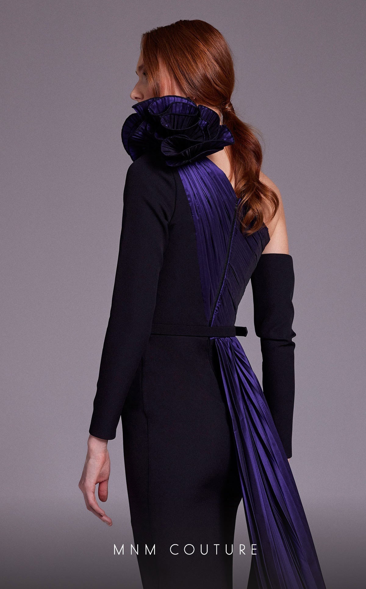 Formal Dresses Long Pleated Formal Floral Metallic Evening Dress Purple