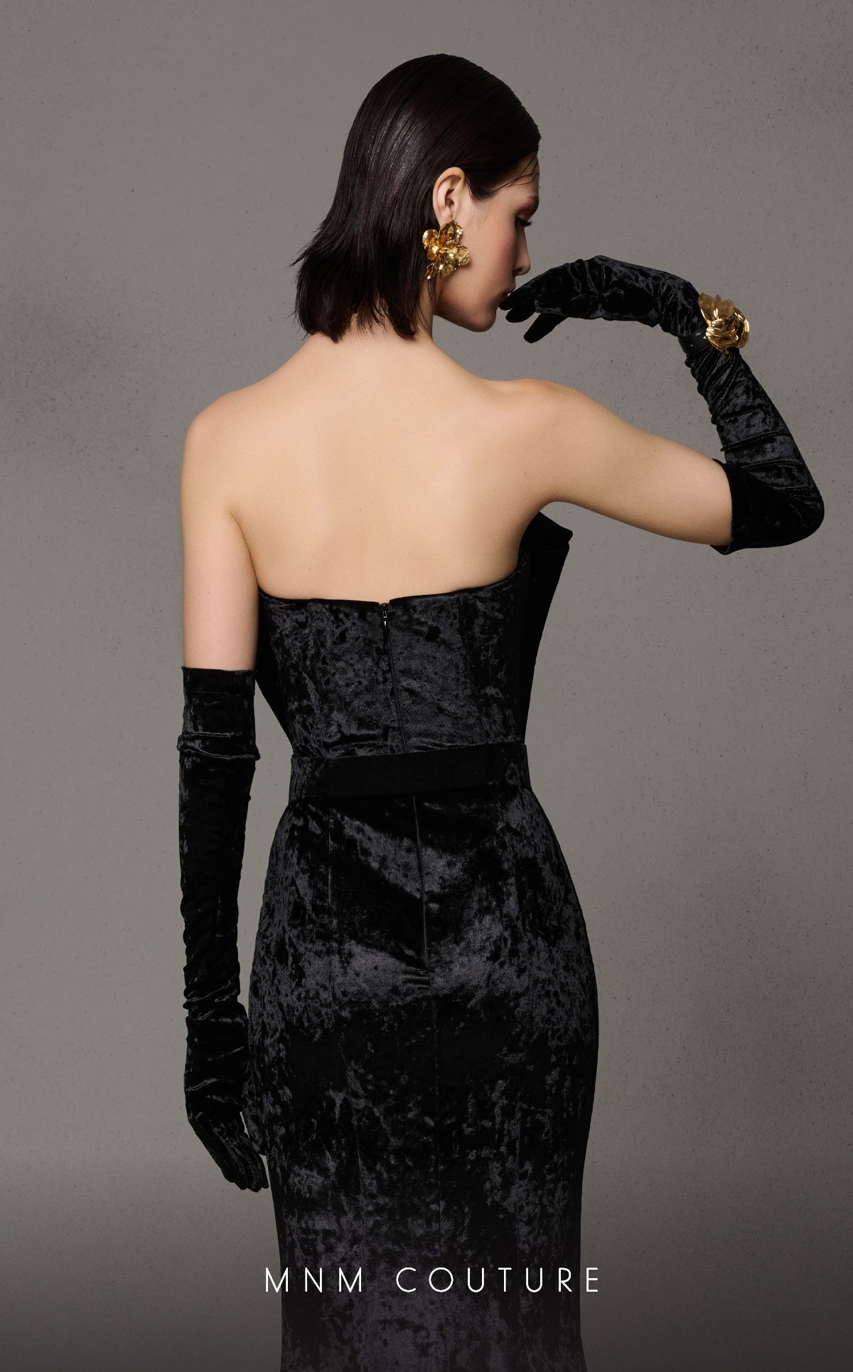 Formal Dresses Pleated Velvet Long Mermaid Formal Prom Dress Black