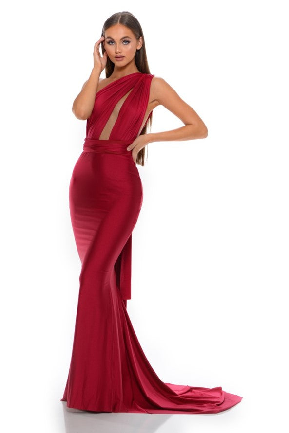Formal Dresses Long Sleeveless Fitted Formal Dress Deep Red