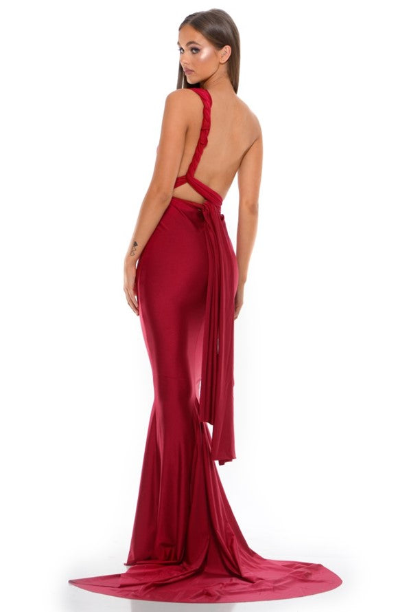 Formal Dresses Long Sleeveless Fitted Formal Dress Deep Red