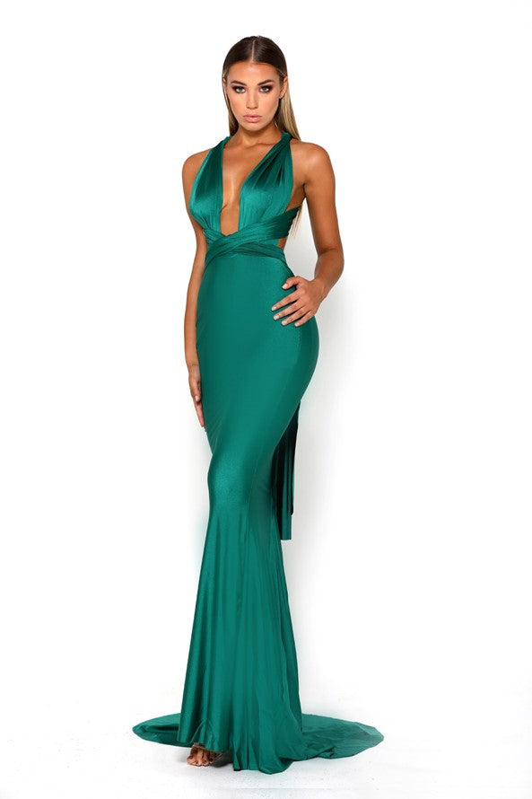 Formal Dresses Long Sleeveless Fitted Formal Dress Emerald