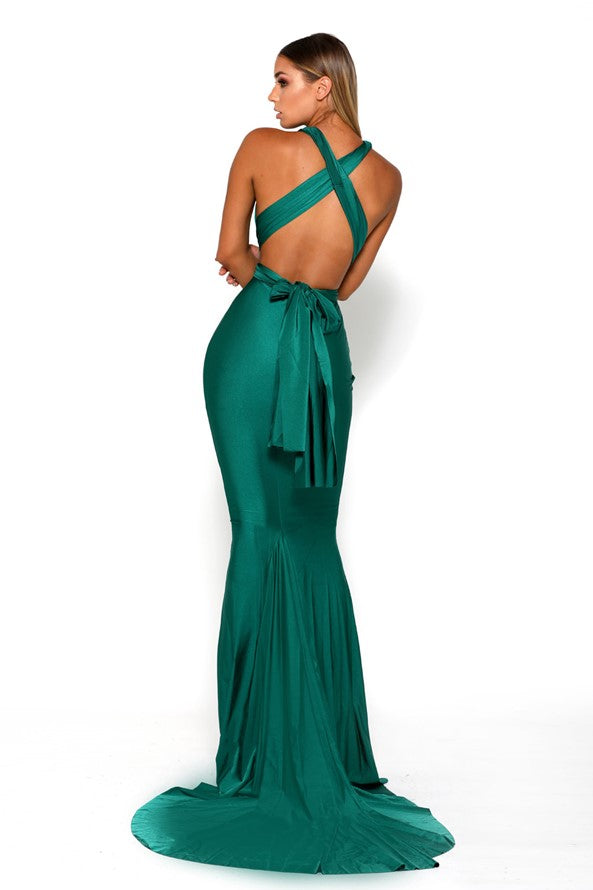 Formal Dresses Long Sleeveless Fitted Formal Dress Emerald