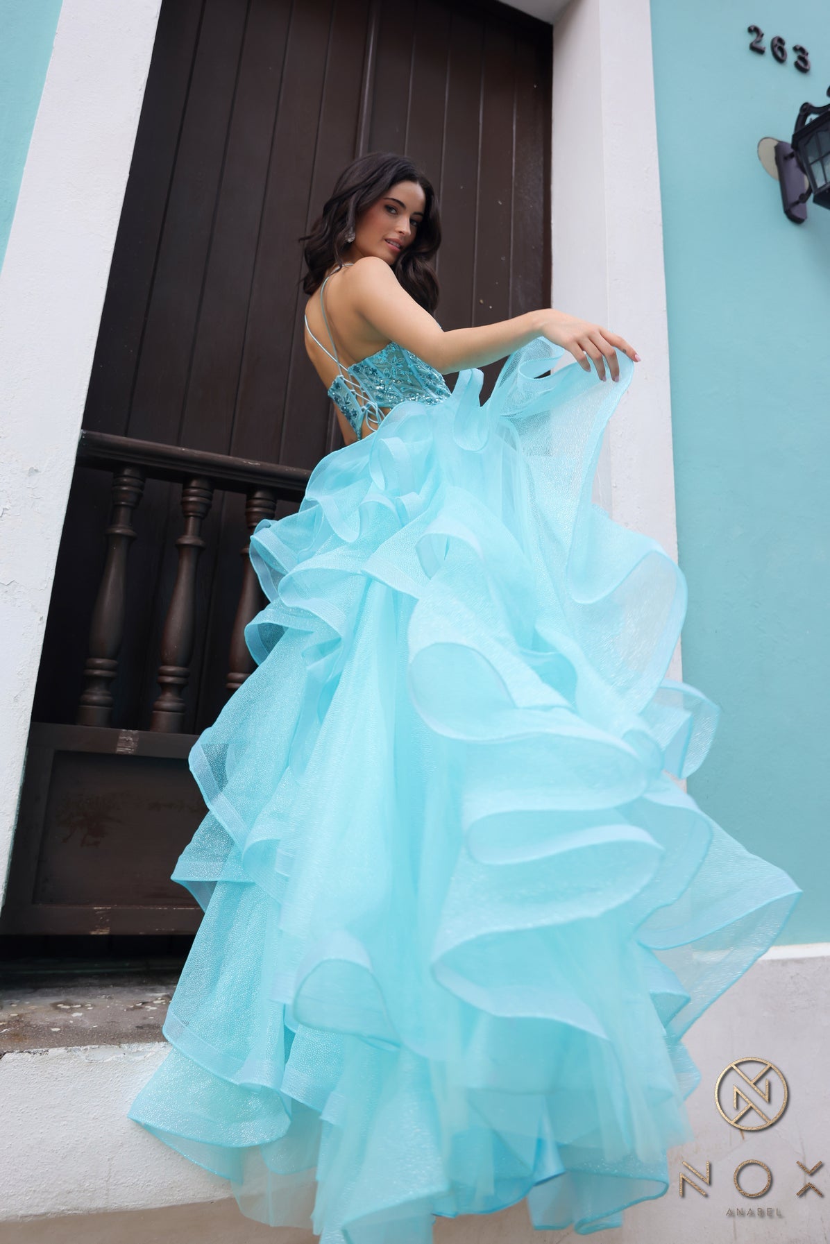 Prom Dresses Long Prom Ruffle A Line Gown Aqua Blue