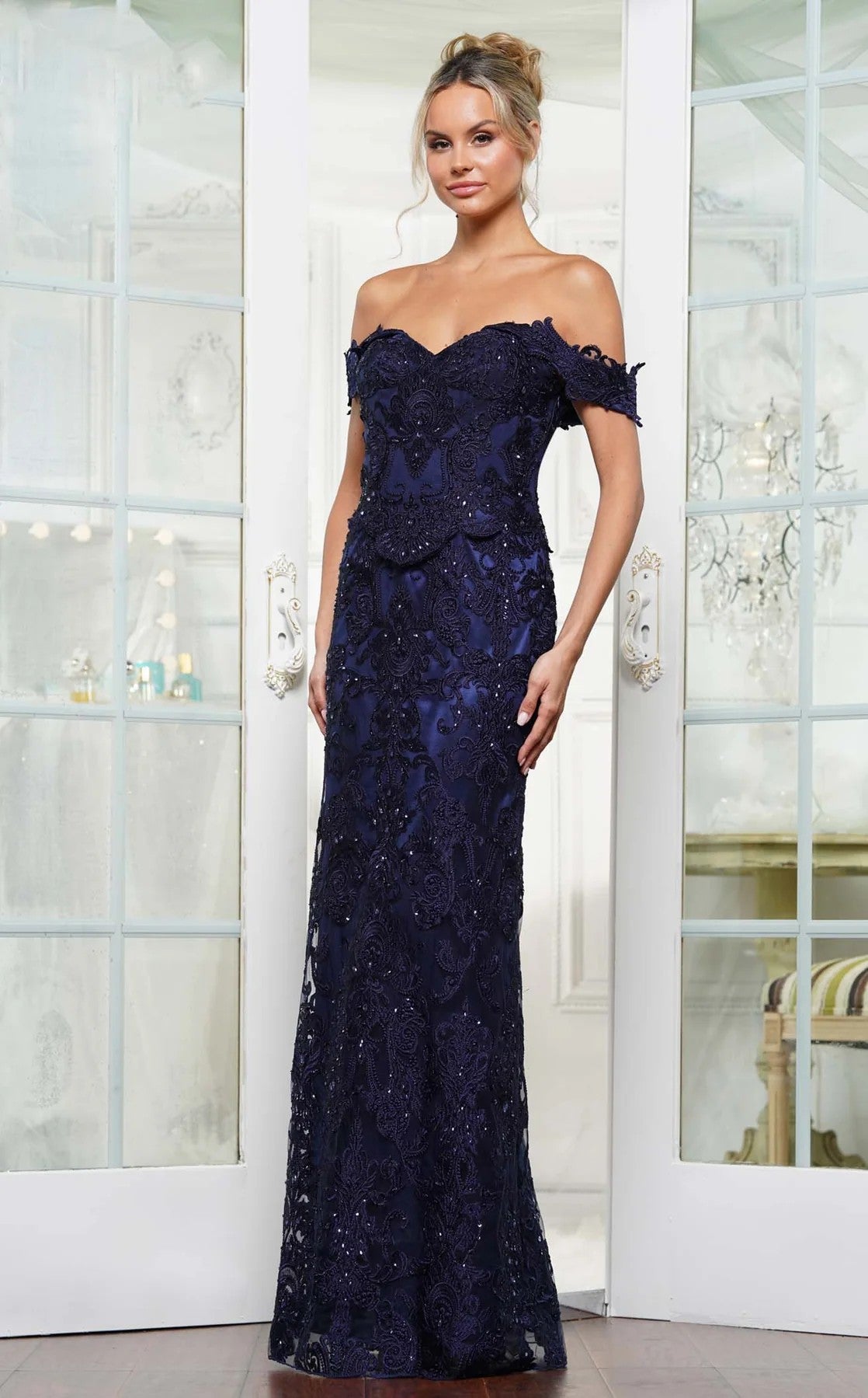 Plus Size Dresses Formal Evening Long Fitted Plus Size Dress Navy