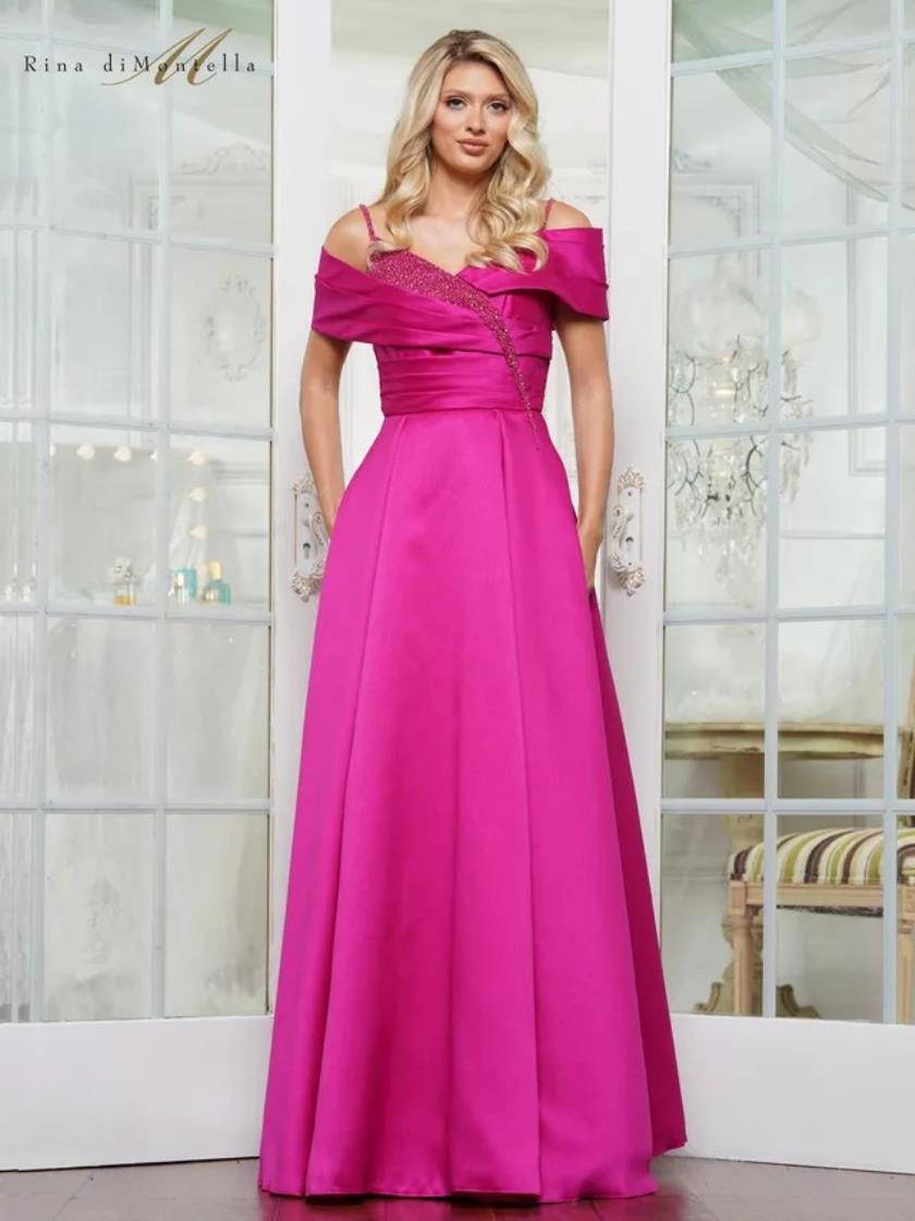 Plus Size Dresses A Line Long Beaded Formal Plus Size Dress Magenta