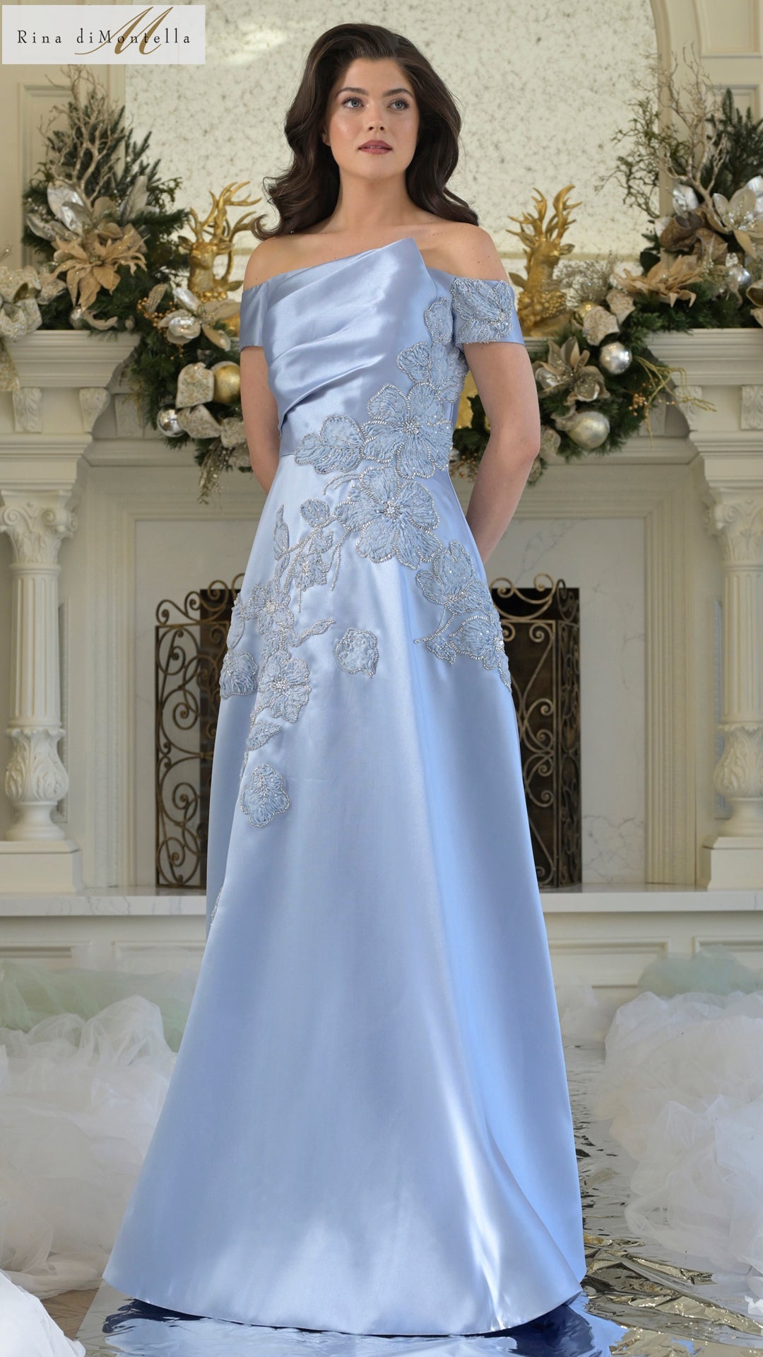 Formal Dresses Long Evening Formal Pleated Dress Sky Blue