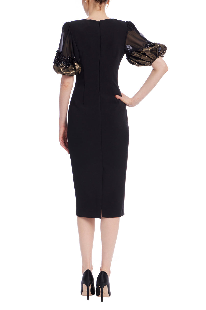 Cocktail Dresses Midi Fitted Short Cocktail Dress Black Gold