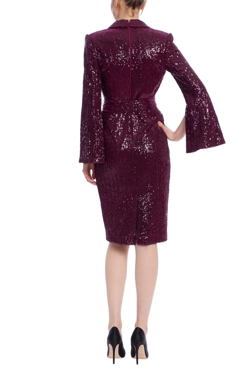 Cocktail Dresses Short Cocktail Sequin Wrap Blazer Dress Wine