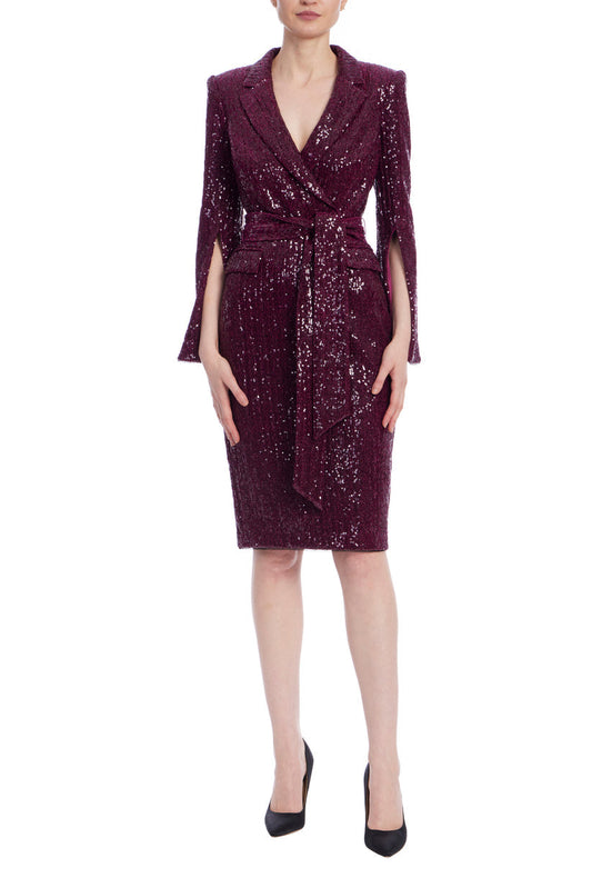 Cocktail Dresses Short Cocktail Sequin Wrap Blazer Dress Wine