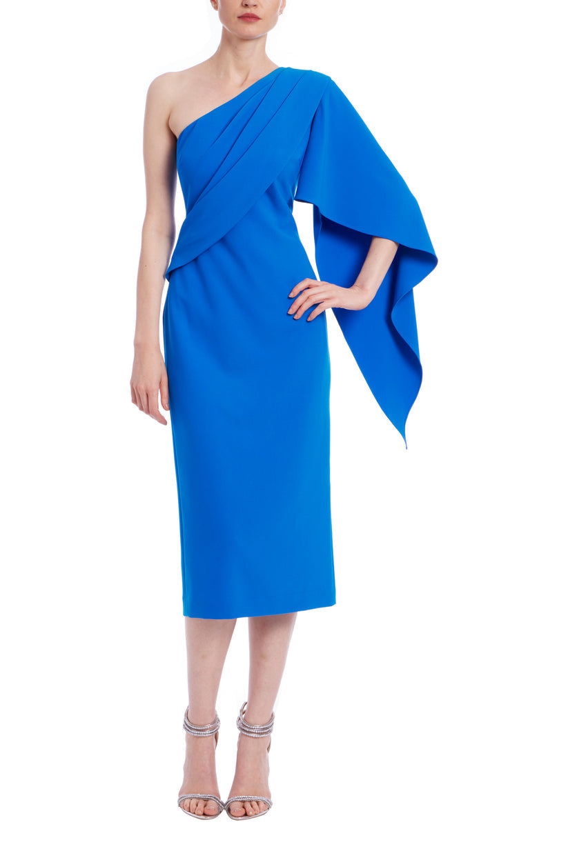 Cocktail Dresses Short Pleated Midi Cocktail Dress Cobalt