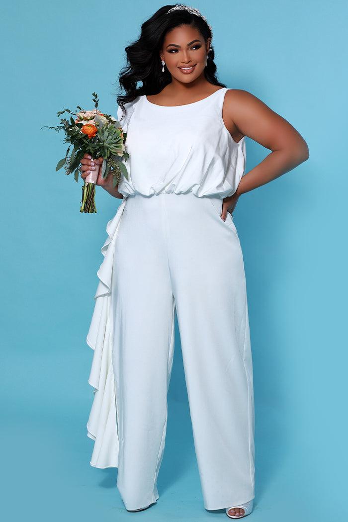 Plus Size Bridal Wedding Jumpsuit Ivory
