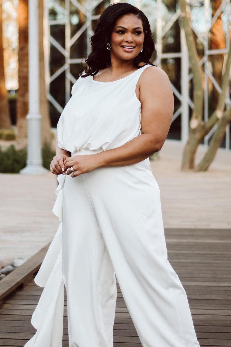 Plus Size Bridal Wedding Jumpsuit Ivory