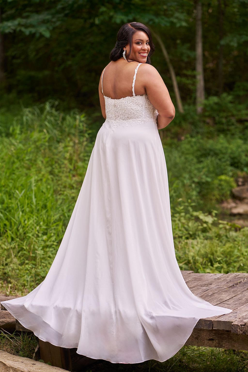 Wedding Dresses Long Slit A Line Floral Wedding Dress Ivory