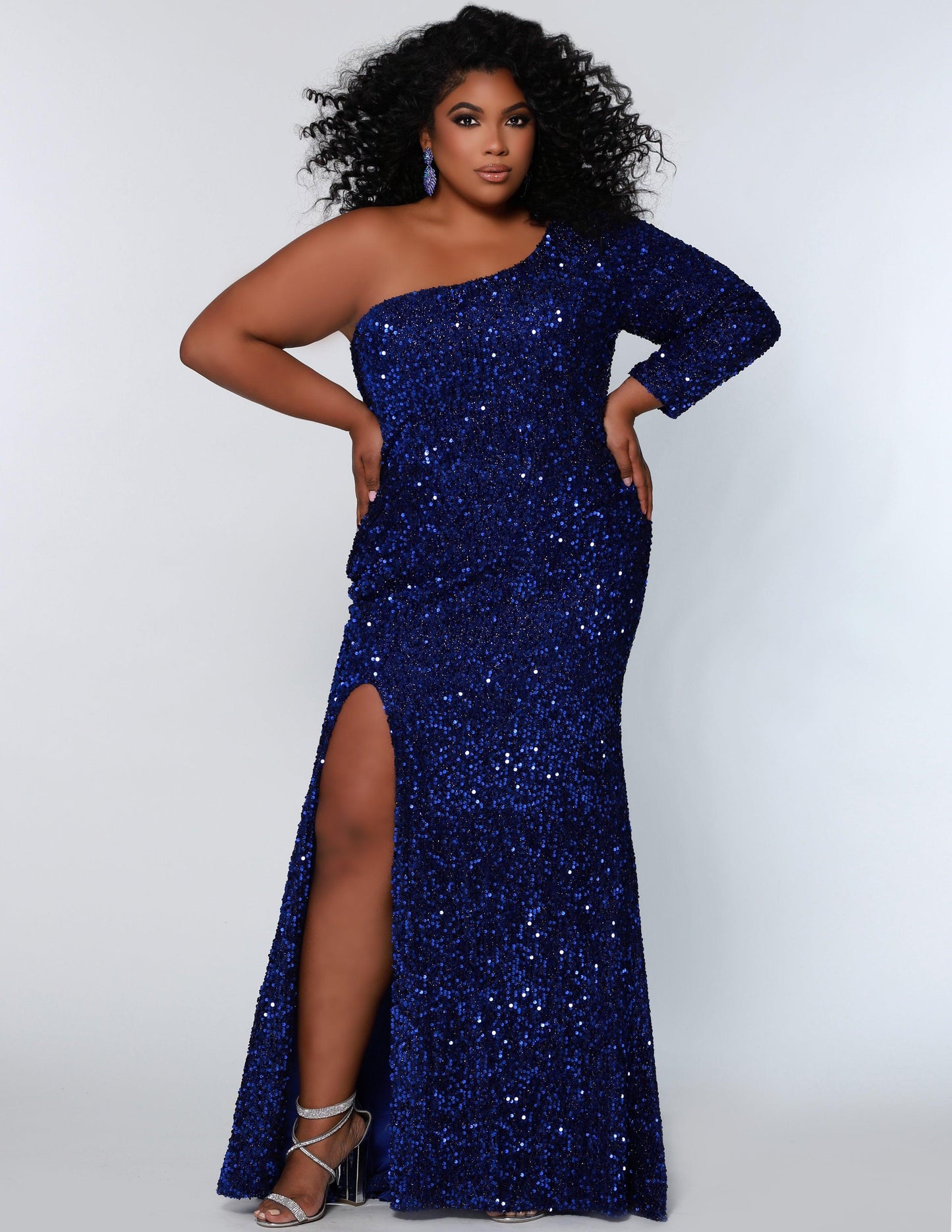 Long Plus Size Formal Prom Dress Sapphire