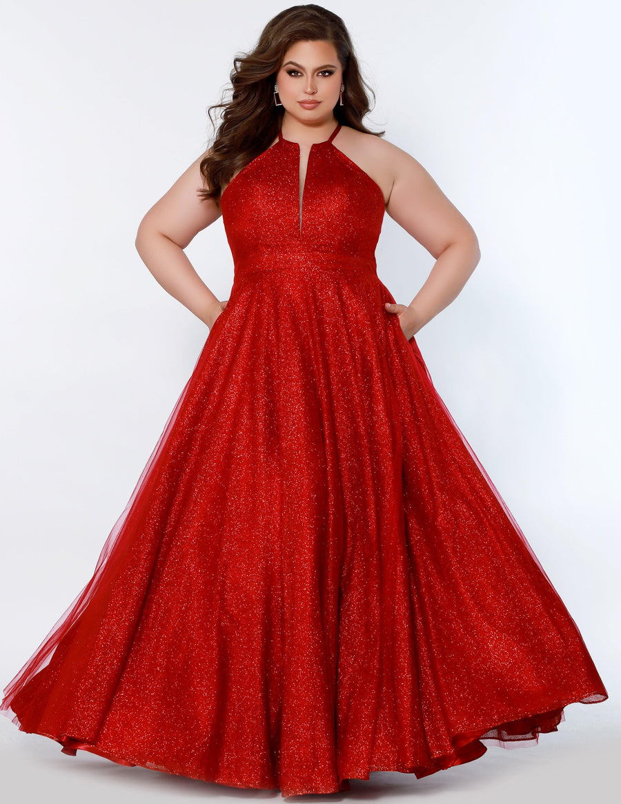 Plus Size Long Halter Prom Dress Firecracker