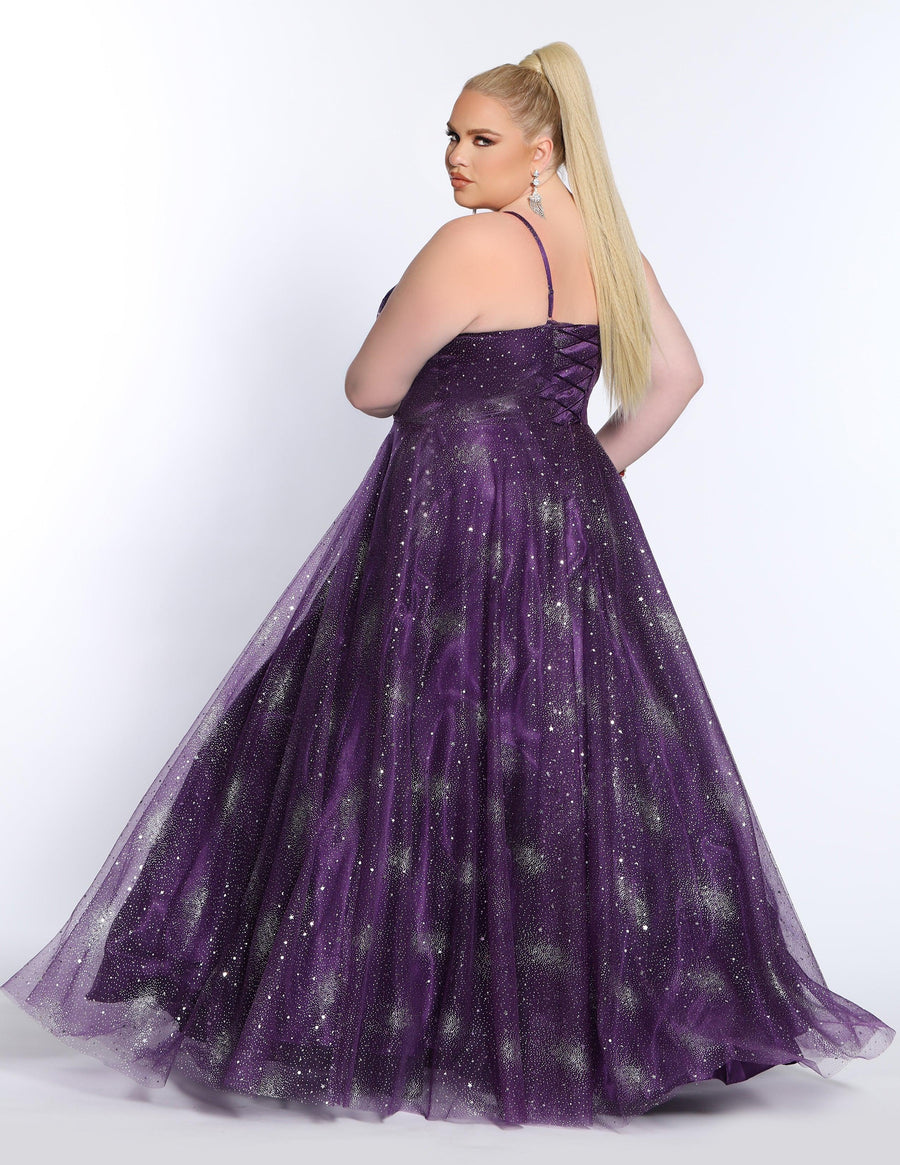 Long Plus Size Prom Ball Gown Plum