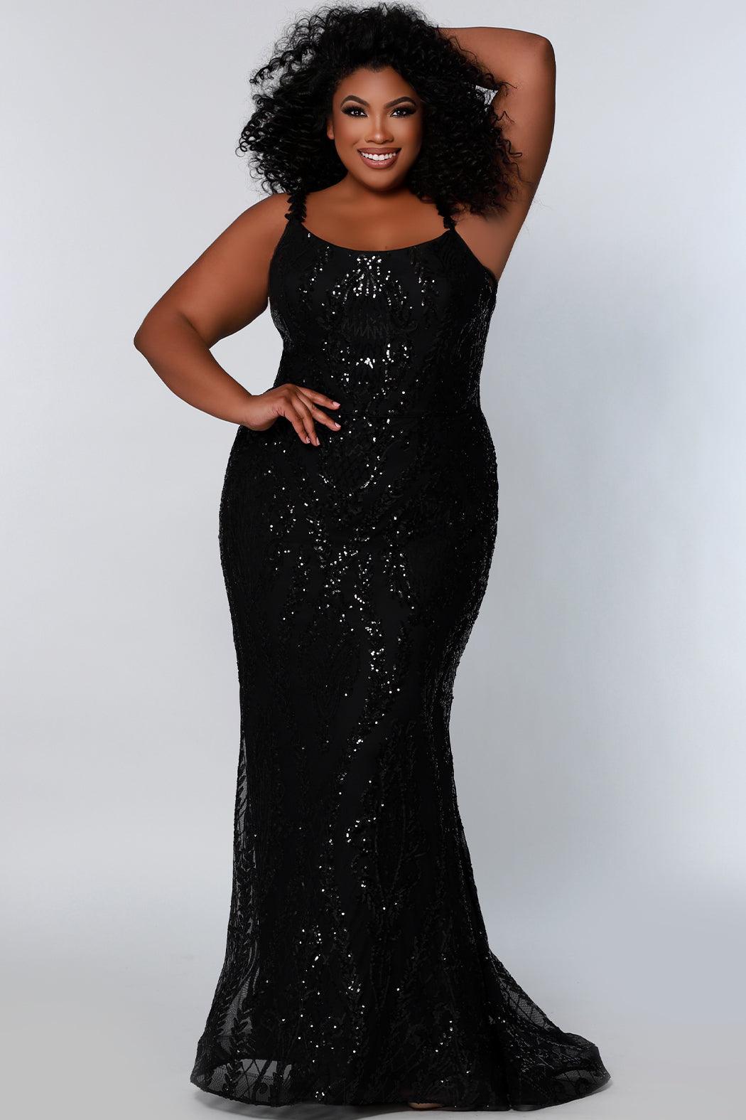 Long Plus Size Fitted Prom Formal Gown Black