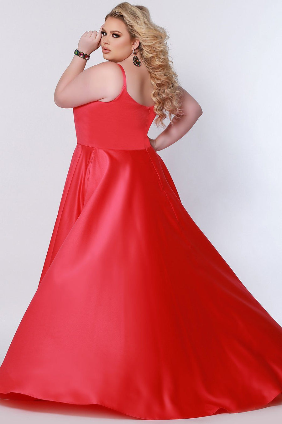 Plus Size Dresses Plus Size Long Formal A Line Pocket Prom Dress Melon