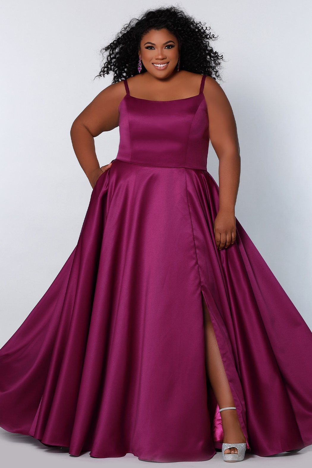 Plus Size Dresses Plus Size Long Formal A Line Pocket Prom Dress Violet