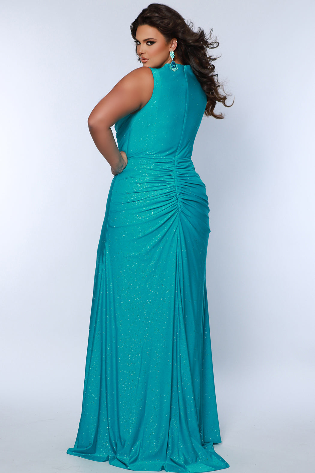 Plus Size Dresses Fitted Prom Long Formal Plus Size Dress Aqua