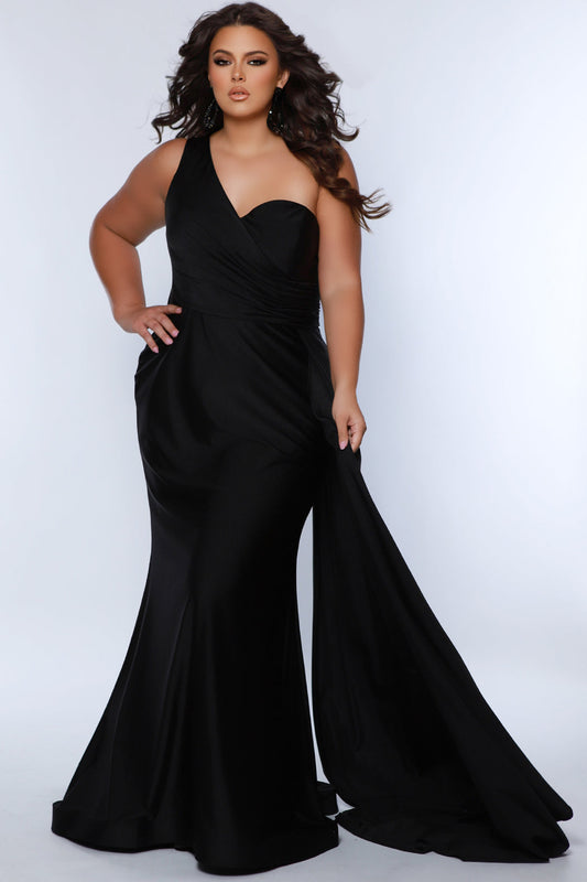 Plus Size Dresses Plus size Fitted Long Formal Pleated Prom Dress Black