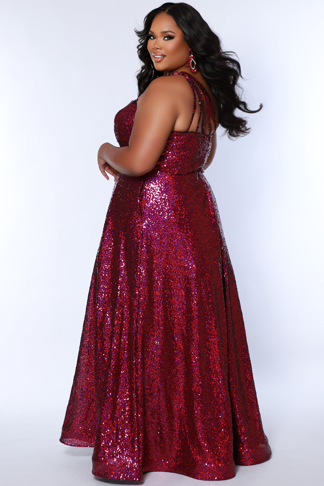 Plus Size DressesPlus Size Sequin Long Formal A Line Prom Dress Magenta