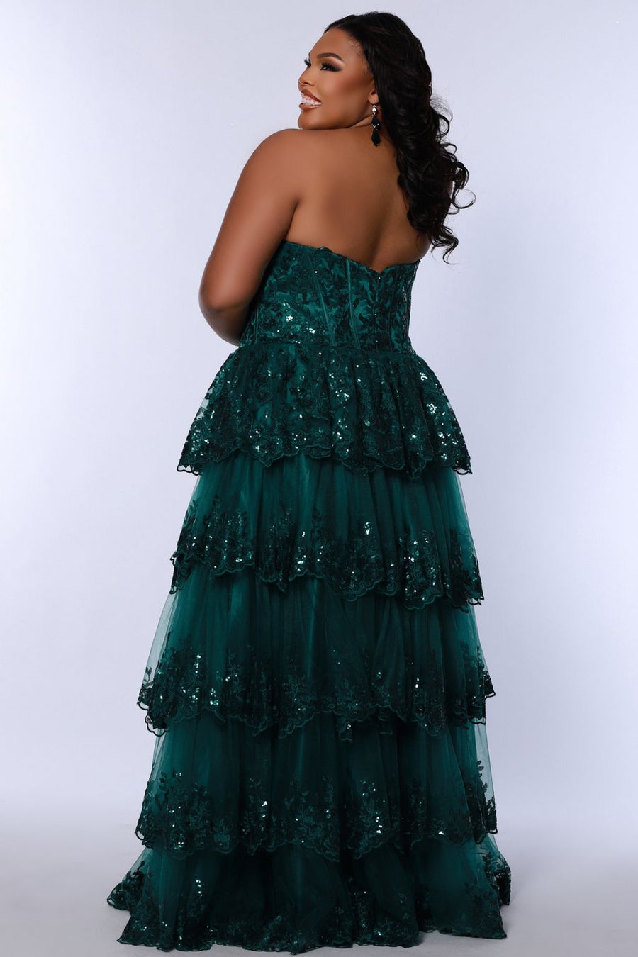 Plus Size Dresses Long Formal Floral Ball Gown Plus Size Prom Dress Forest