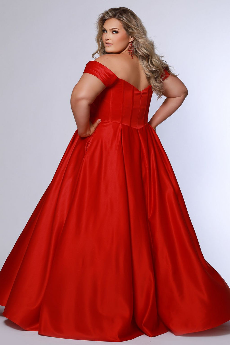 Plus Size Dresses Long Pleated Ball Gown Prom Formal Plus Size Dress Ruby