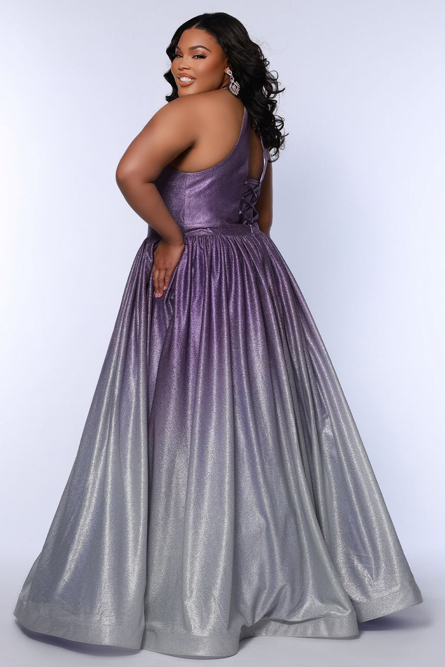Plus Size Dresses Long Prom Ombre A Line Formal Plus Size Dress Grape