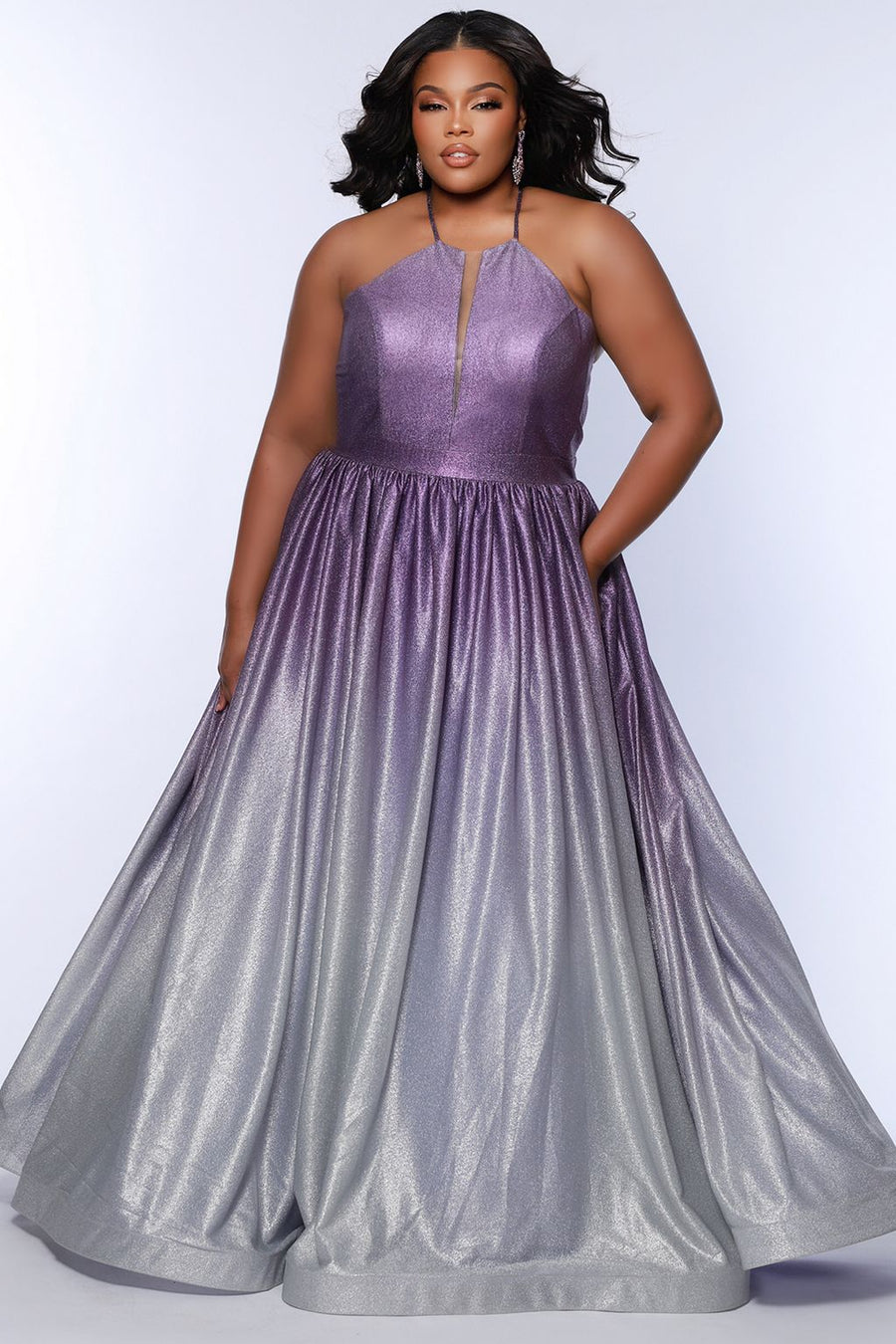 Plus Size Dresses Long Prom Ombre A Line Formal Plus Size Dress Grape