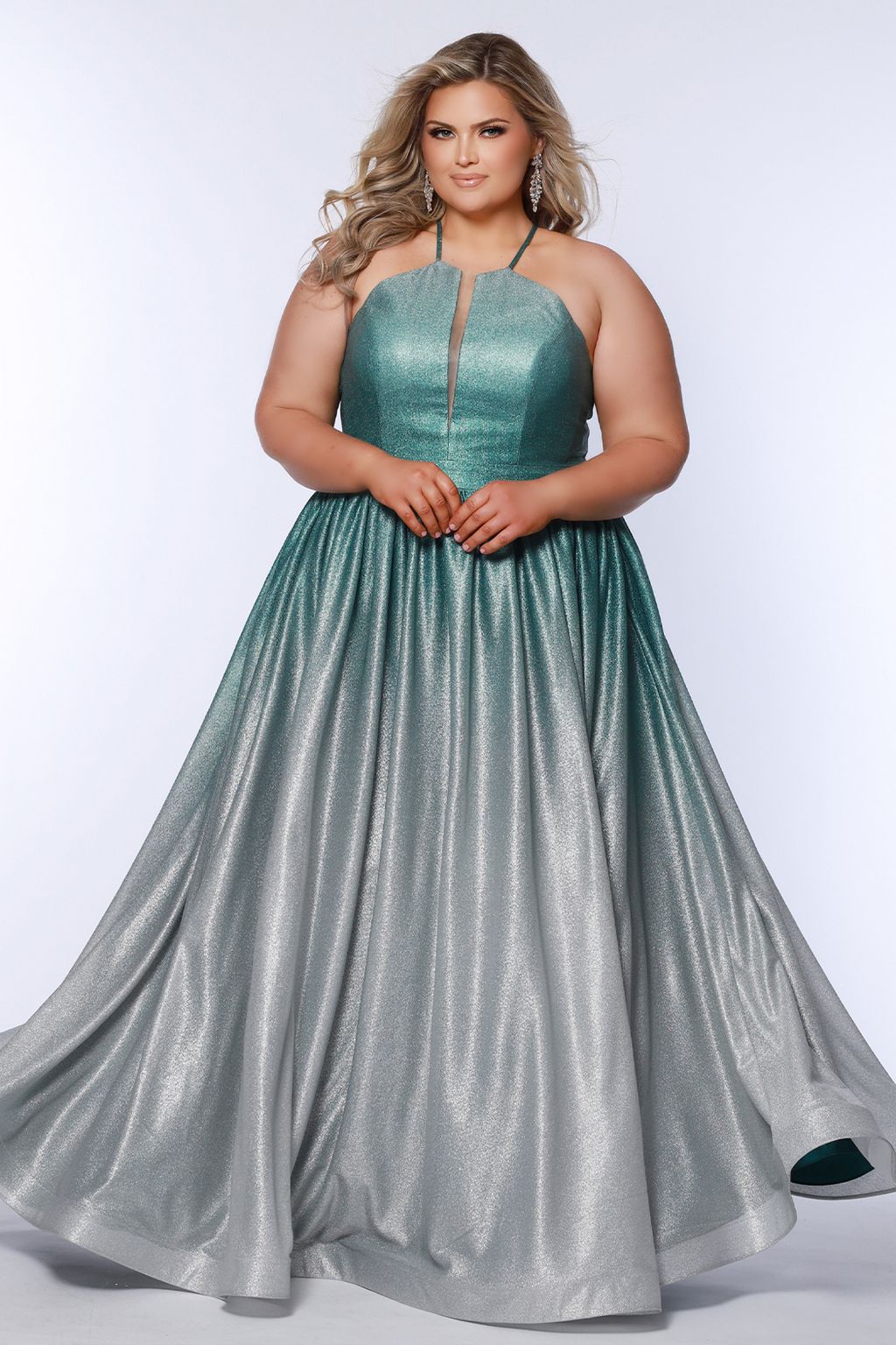 Plus Size Dresses Long Prom Ombre A Line Formal Plus Size Dress Pistachio