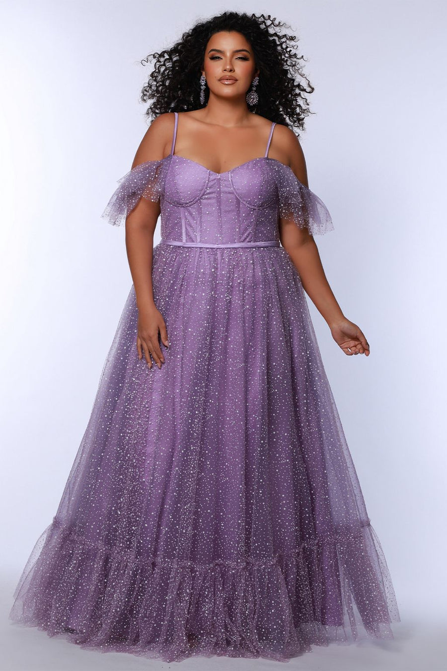 Plus Size Dresses Glitter Long A Line Formal Prom Plus Size Dress Lavender