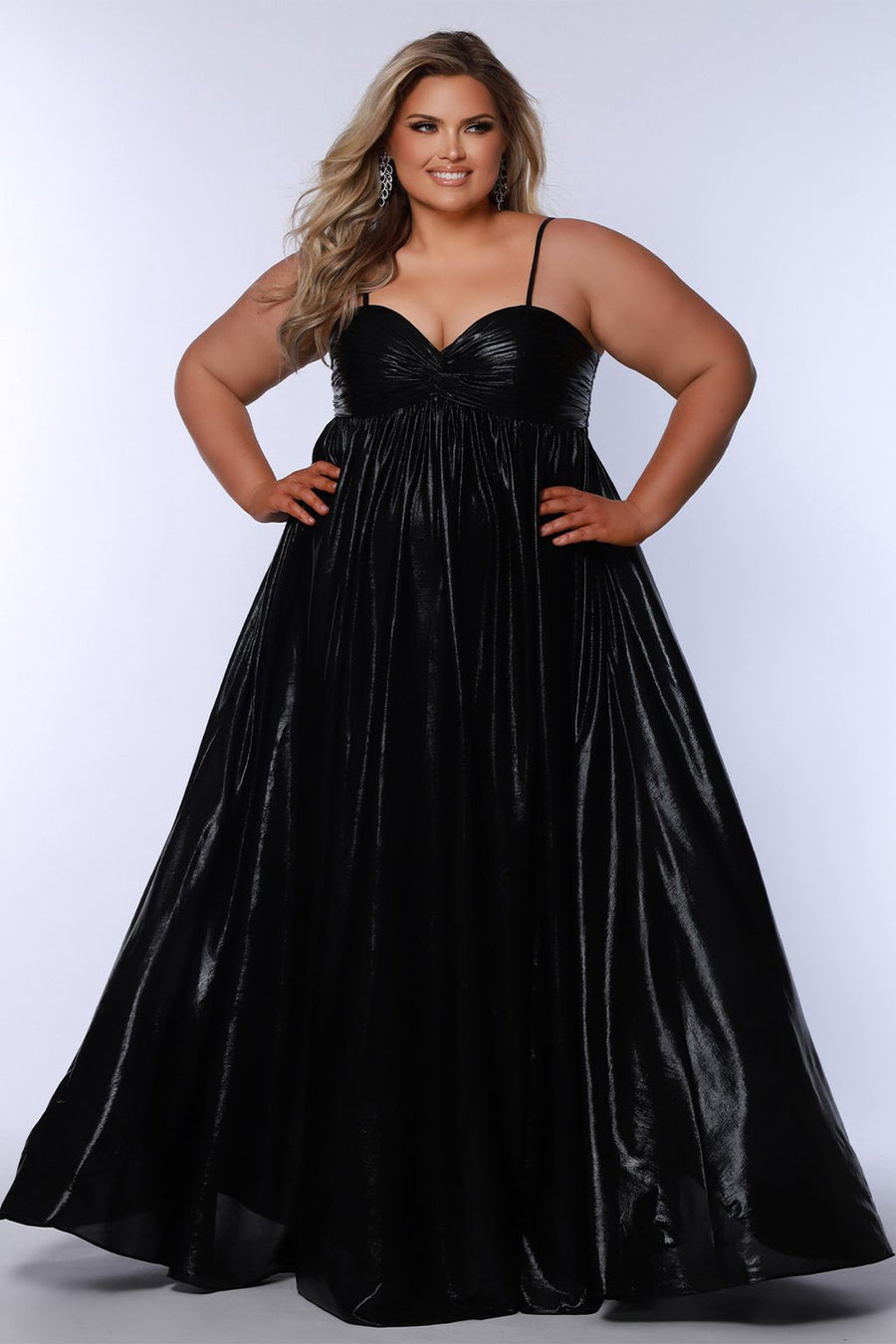 Plus Size Dresses Pleated Long Slit Formal Plus Size Prom Dress Onyx