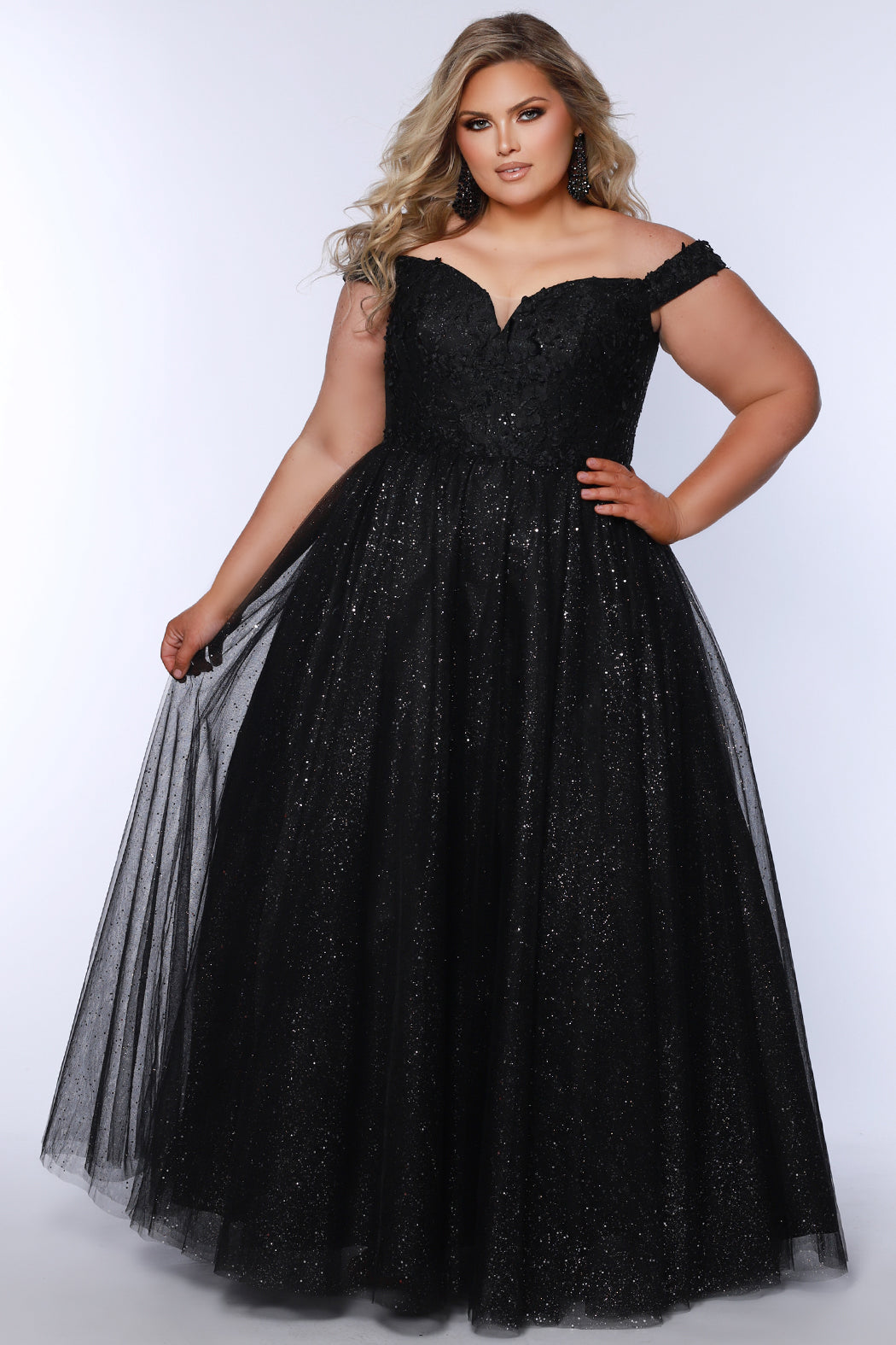 Plus Size Dresses Ball Gown Floral Formal Prom Plus Size Dress Onyx