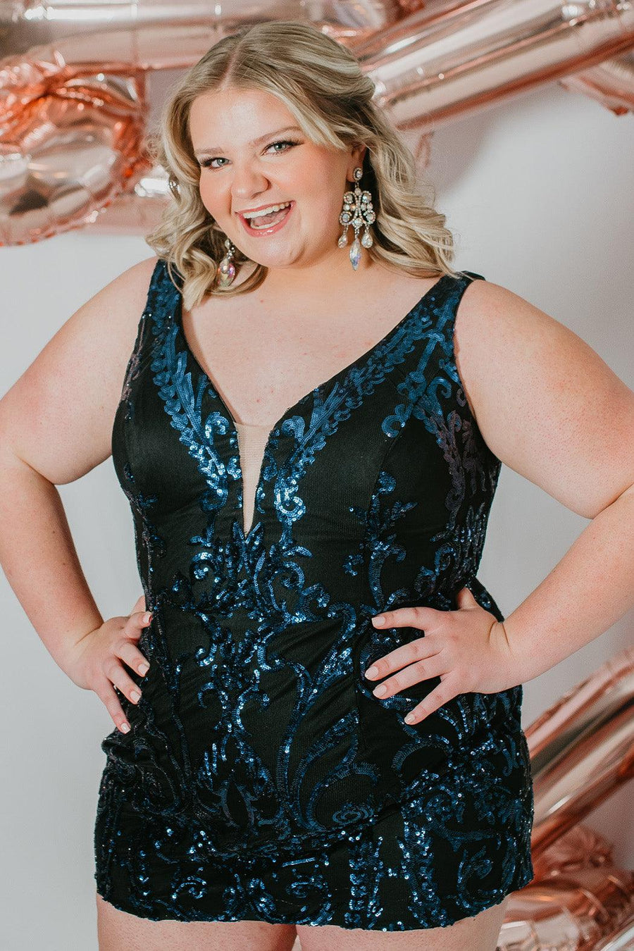 Plus Size Short Homecoming Dress Navy