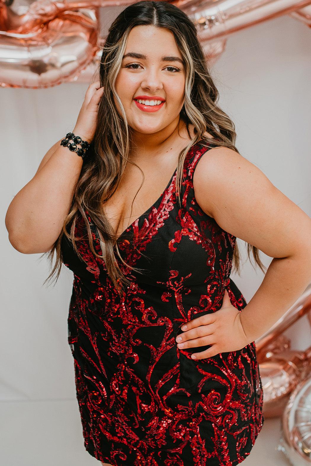 Plus Size Short Homecoming Dress Burgundy