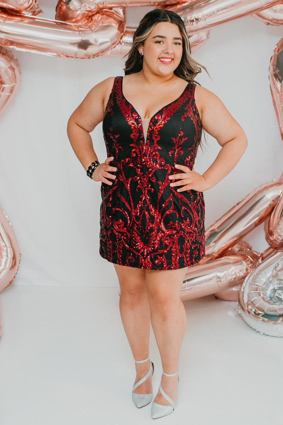 Plus Size Short Homecoming Dress Burgundy