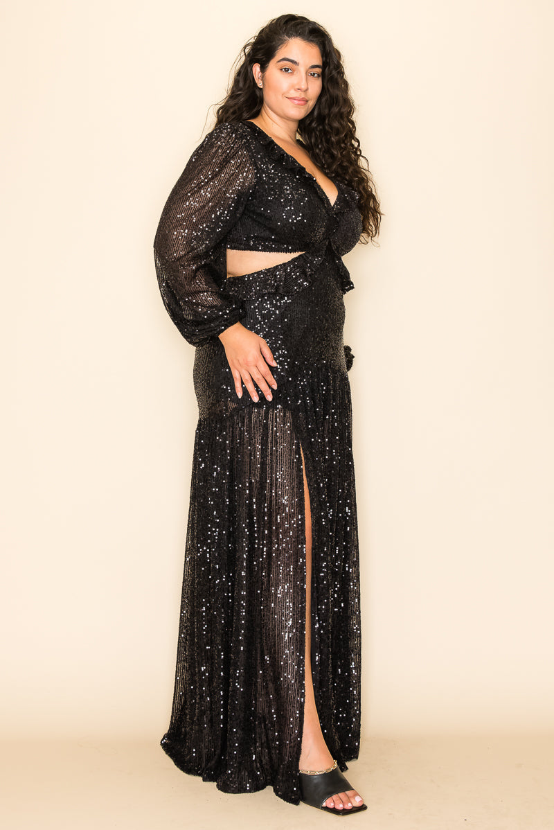 Plus Size Dresses Plus Size Long Sleeve Maxi Dress Black