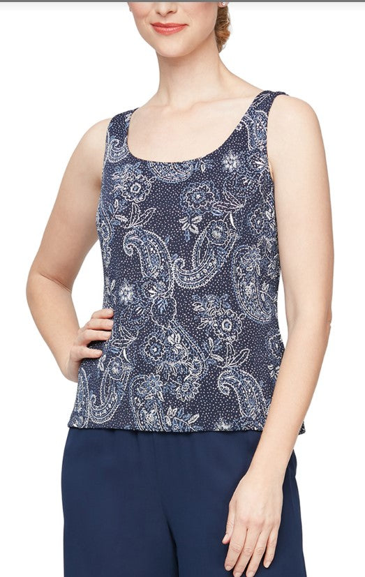 جاكيت محبوك مطبوع معدني بأكمام ثلاثة أرباع من Alex Evenings 8327770