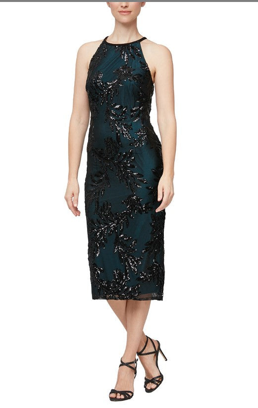 فستان كوكتيل متوسط الطول بدون أكمام من Alex Evenings J196812