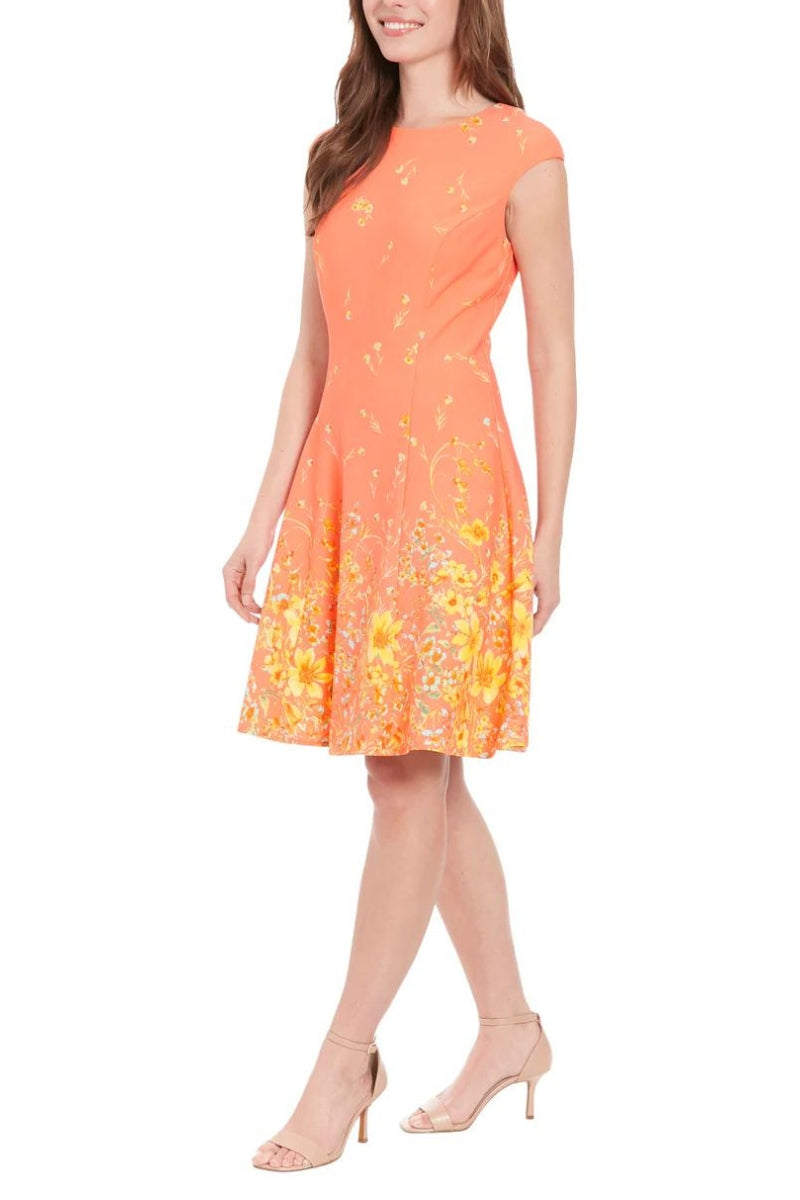 Cocktail Dresses Short Floral Print Cocktail Dress PEACH SUN