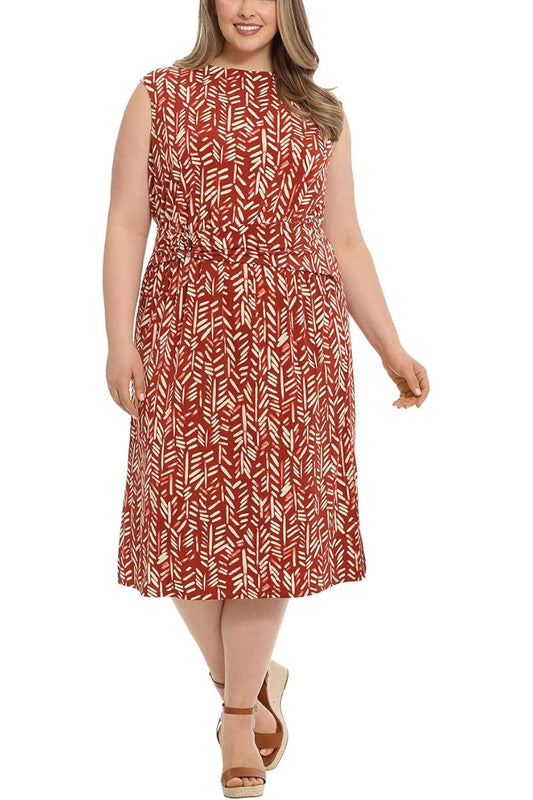 Plus Size Dresses Short Midi Length Cocktail Plus Size Dress Rust