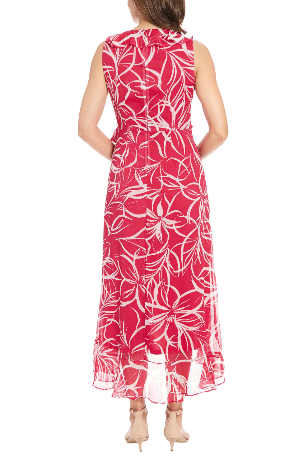 Cocktail Dresses Printed High Low Maxi Cocktail Dress Wine White