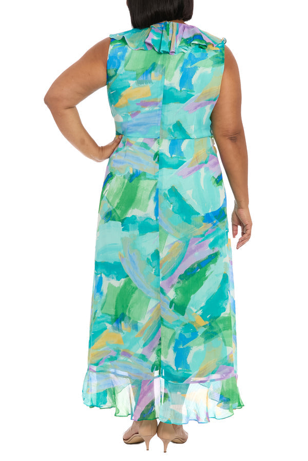 Plus Size Dresses Printed High Low Plus Size Dress White Aqua